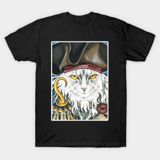 Pirate Cat with Hook - White Outlined Version T-Shirt